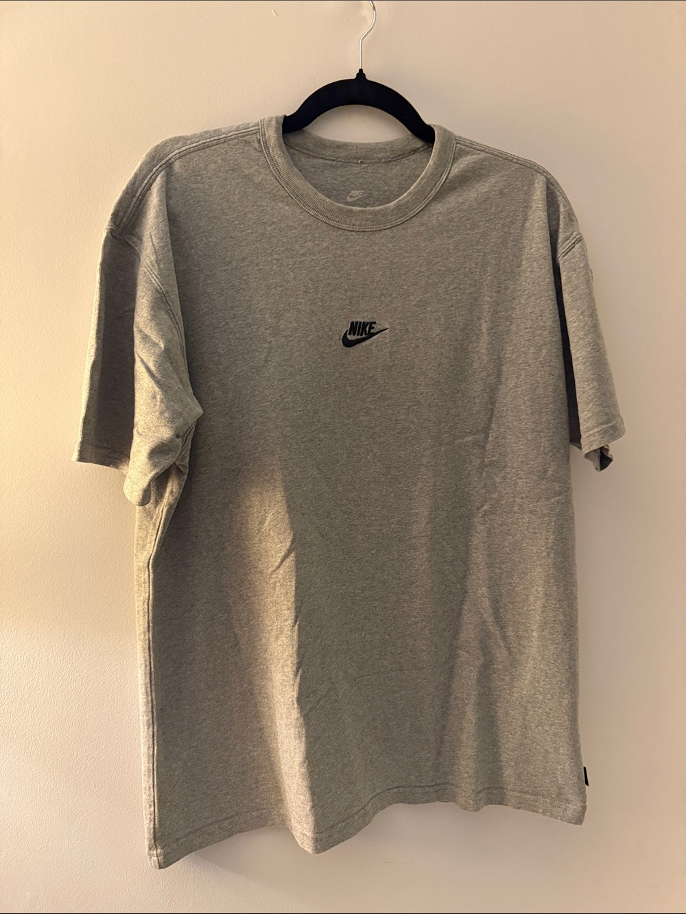 Nike Short Sleeve Crew T-Shirt in Heather Gray with Black Logo